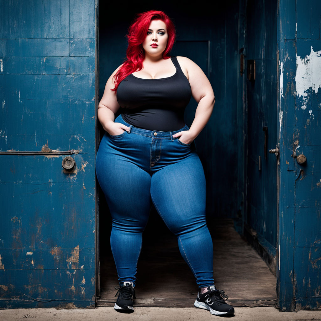 Fat woman wearing jeans