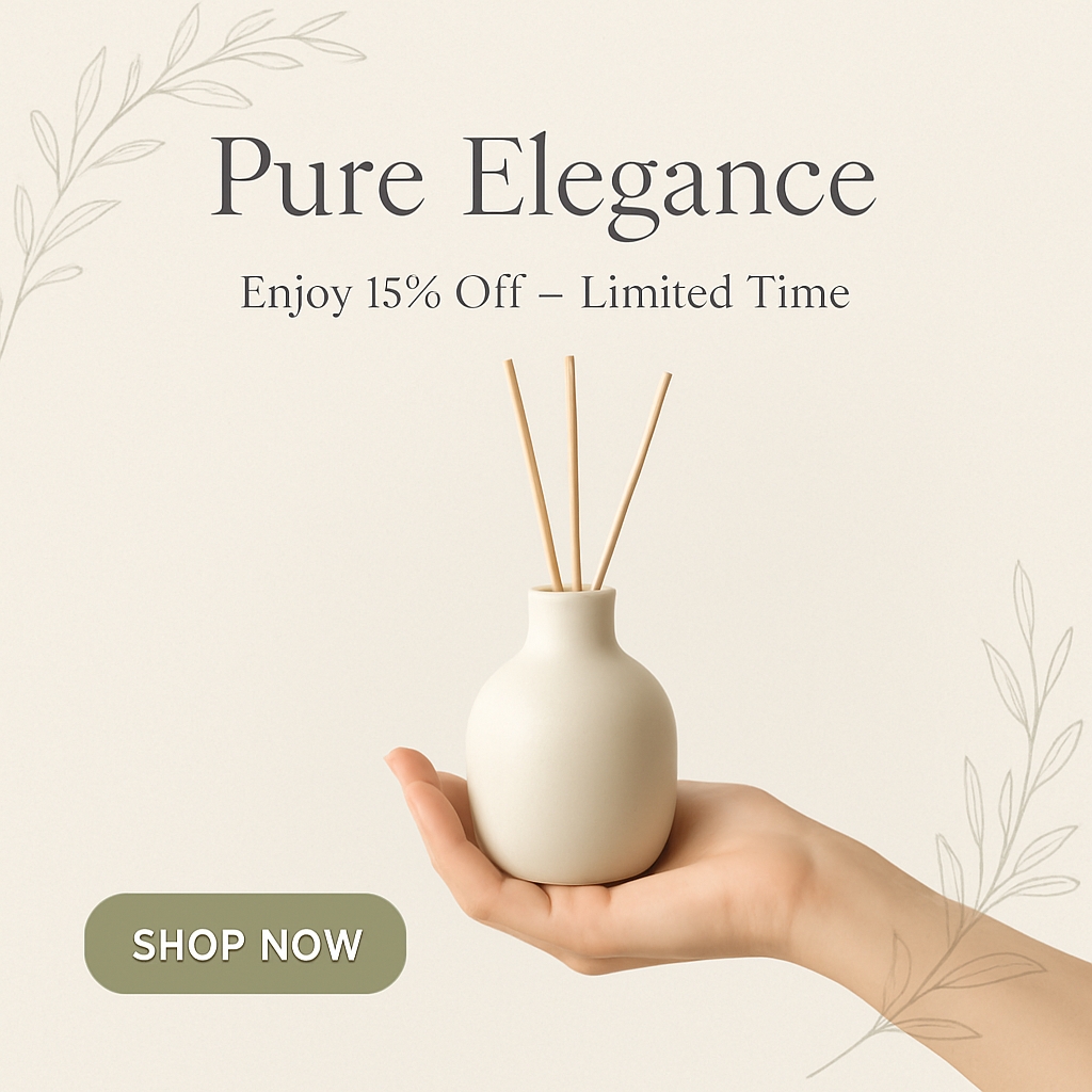 Elegant Ceramic Diffuser Vase with 15% Off Promotion Ads