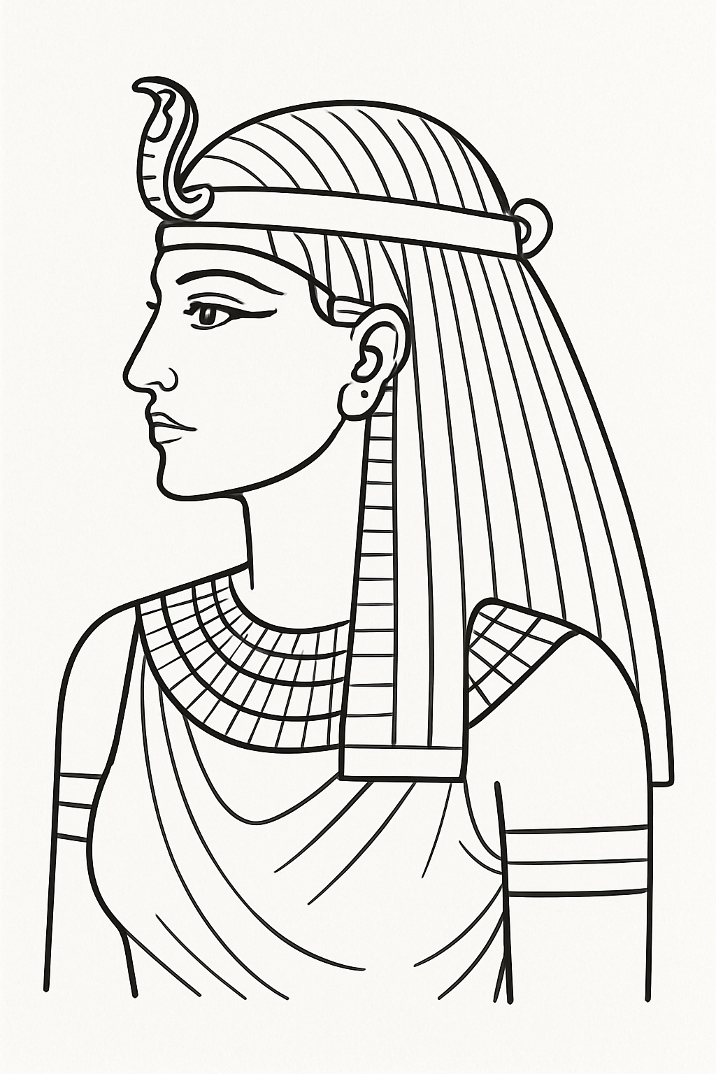 Elegant Egyptian Female Figure Line Art Coloring Page