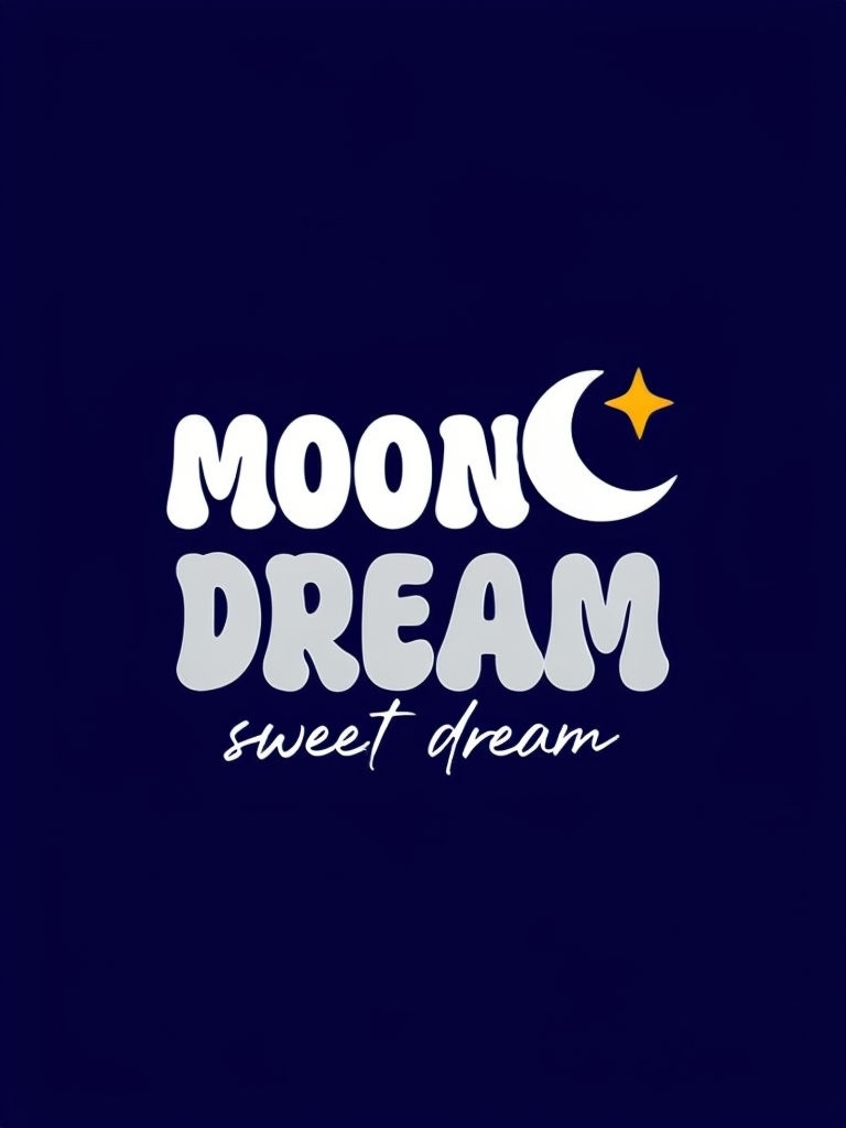 Moon Dream Playful Graphic Design on Navy Blue T-Shirt