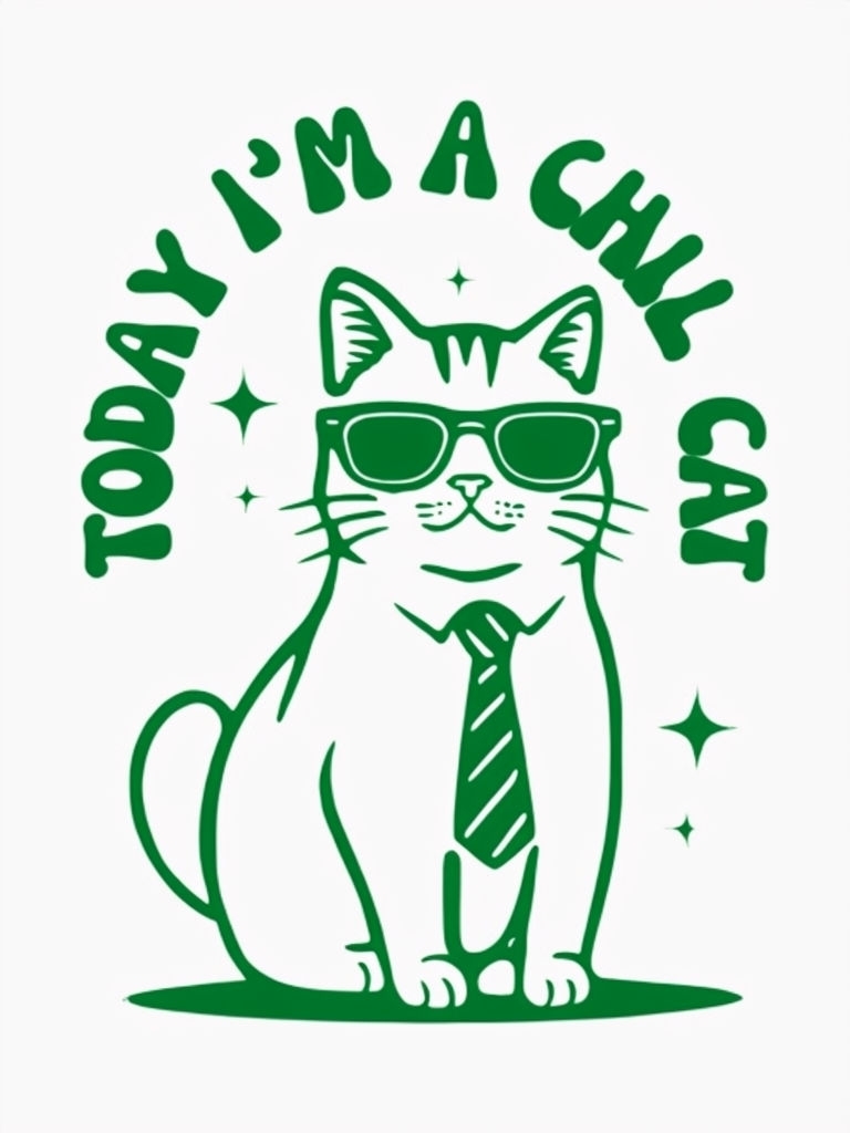 Chill Cat Illustration with Sunglasses and Playful Text T-Shirt