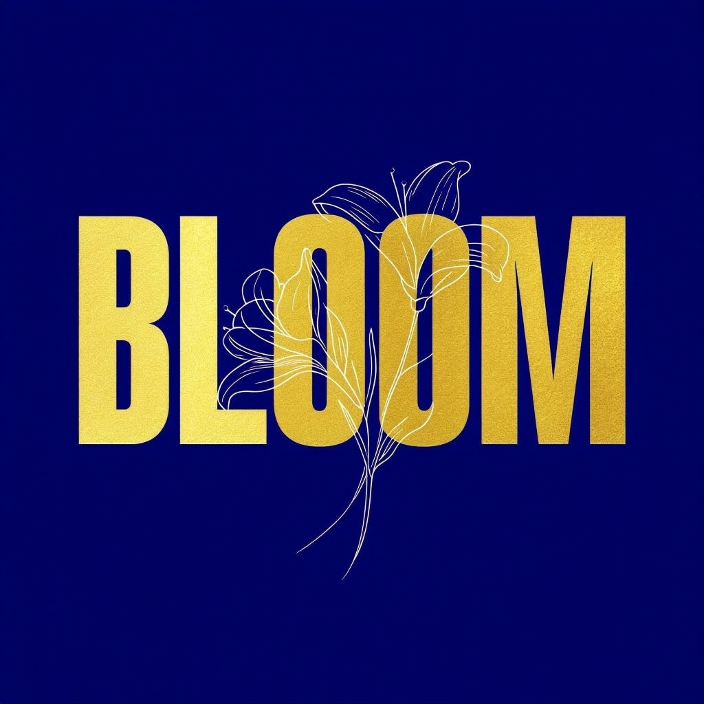 Elegant Gold Bloom Typography with Lily Illustration Logo