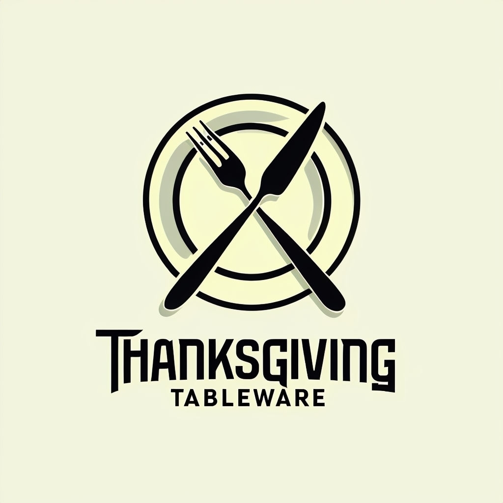 Elegant Thanksgiving Tableware Logo with Fork and Knife Design