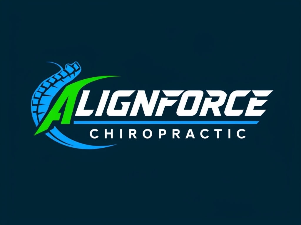 Modern Bold ALIGNFORCE Chiropractic Logo Design with Dynamic Elements