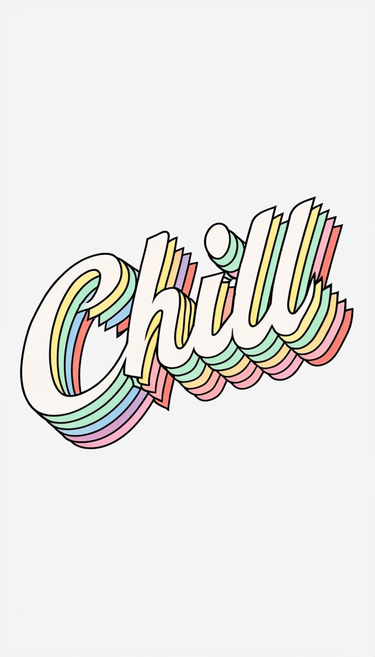 Playful Vintage Chill Typography in Pastel Colors Mobile Wallpaper