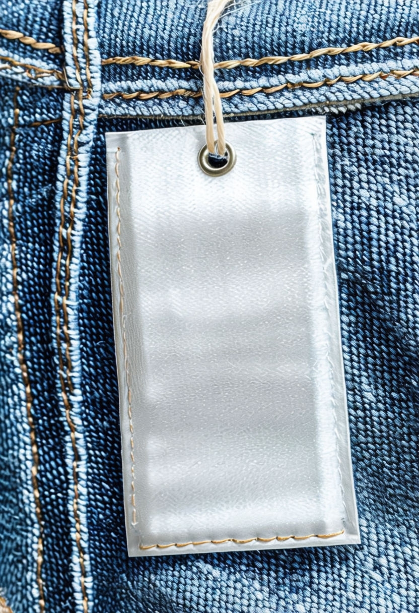 Textured Denim Jeans Label Tag Photography Mockup