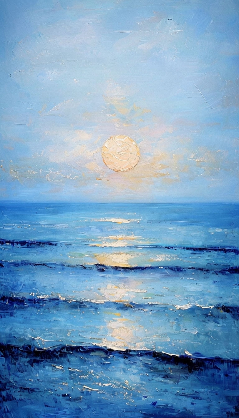 Tranquil Seascape Painting with Sunrise over Calm Waters Phone Case Cover