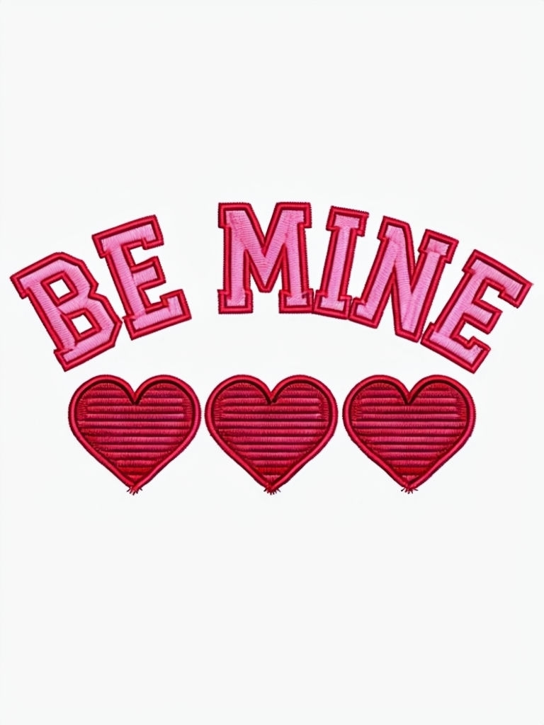 Be Mine Embroidered Heart Design T-Shirt