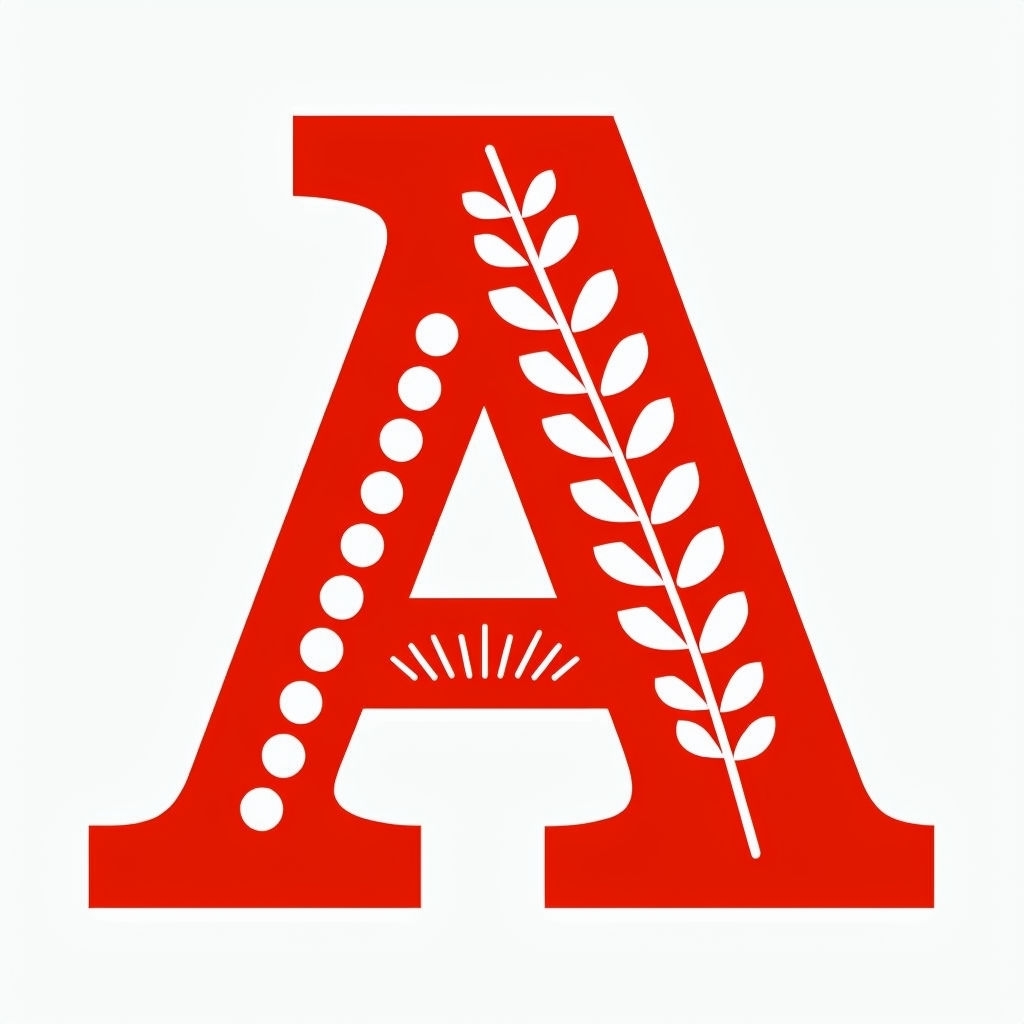Bold Stylized Letter A with Intricate Folk Art Pattern Sticker