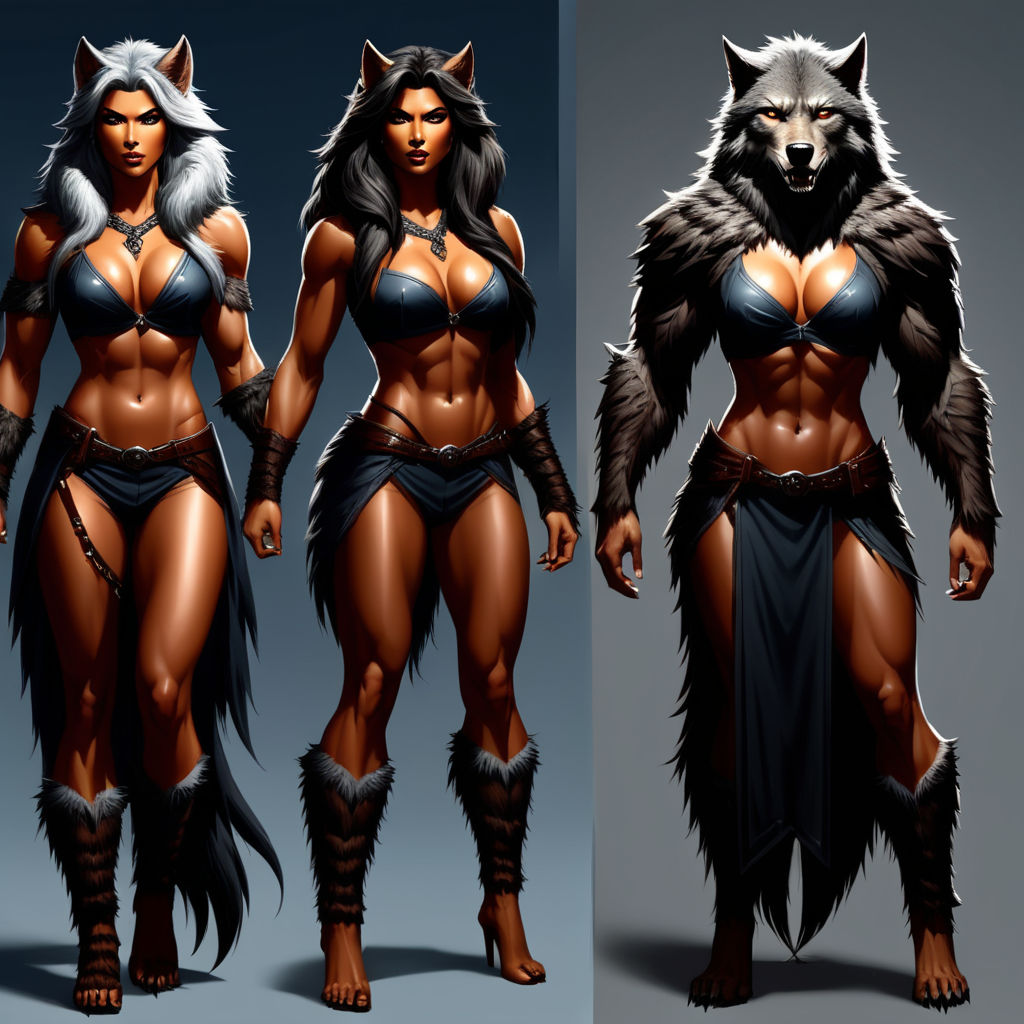 anthropomorphic female werewolf