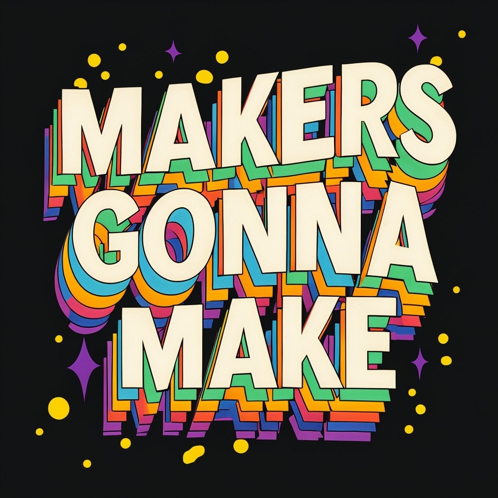 Vibrant Makers Gonna Make Text with Rainbow Zigzag Shadows T-shirt