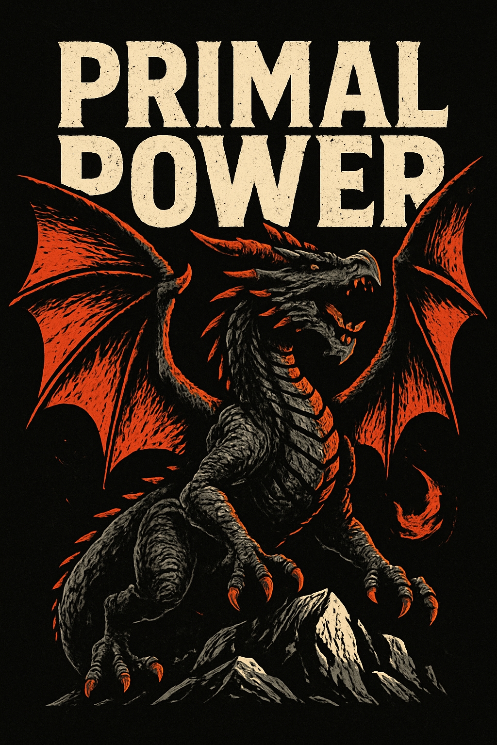 Fierce Primal Power Dragon Vintage T-Shirt Design