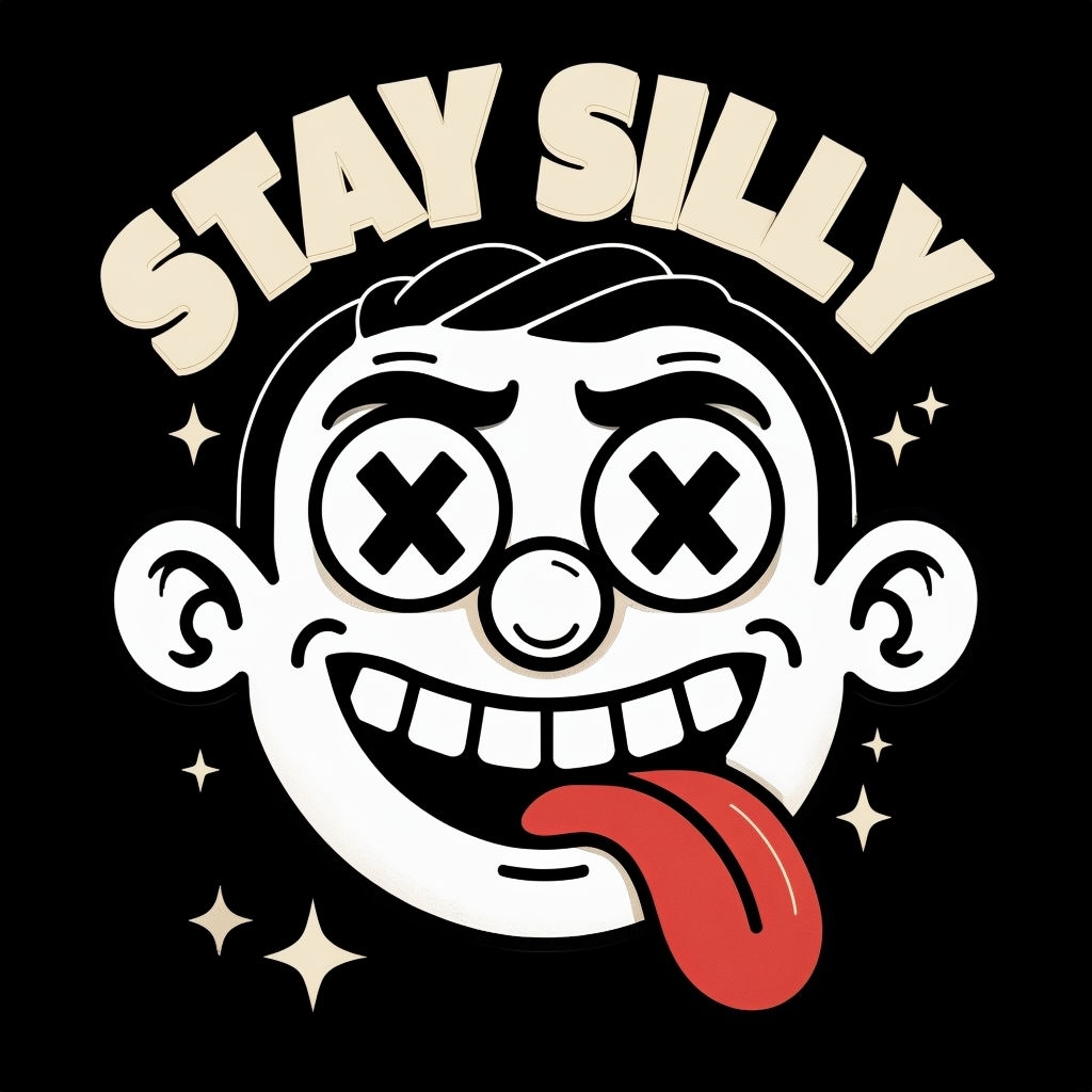 Stay Silly Cartoon Face with Stars T-Shirt