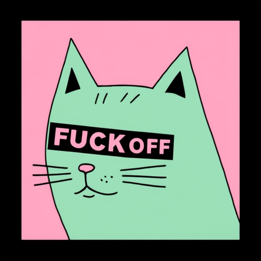 Mint Green Cat Face with Bold Text Humor T-Shirt