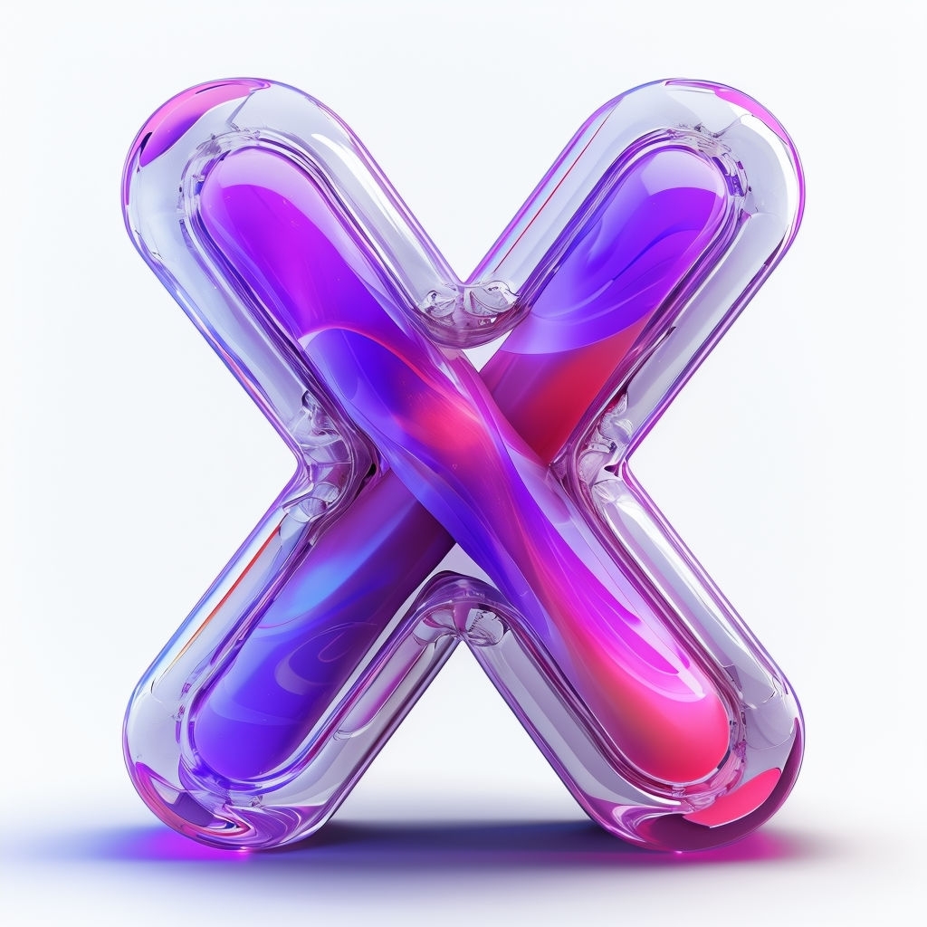 Stylized Glass Letter X Filled with Colorful Liquid Monogram