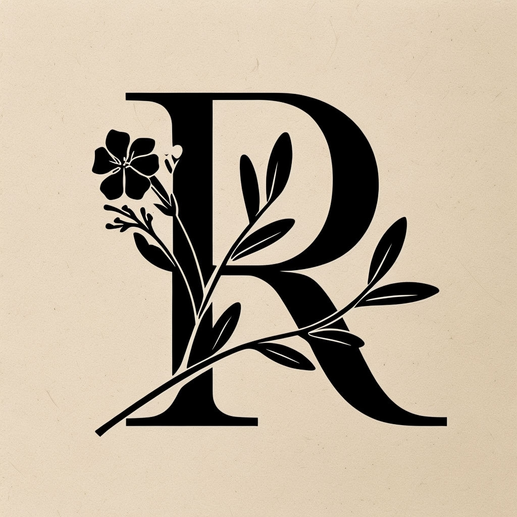 Elegant Floral Serif Letter R Design for Logo