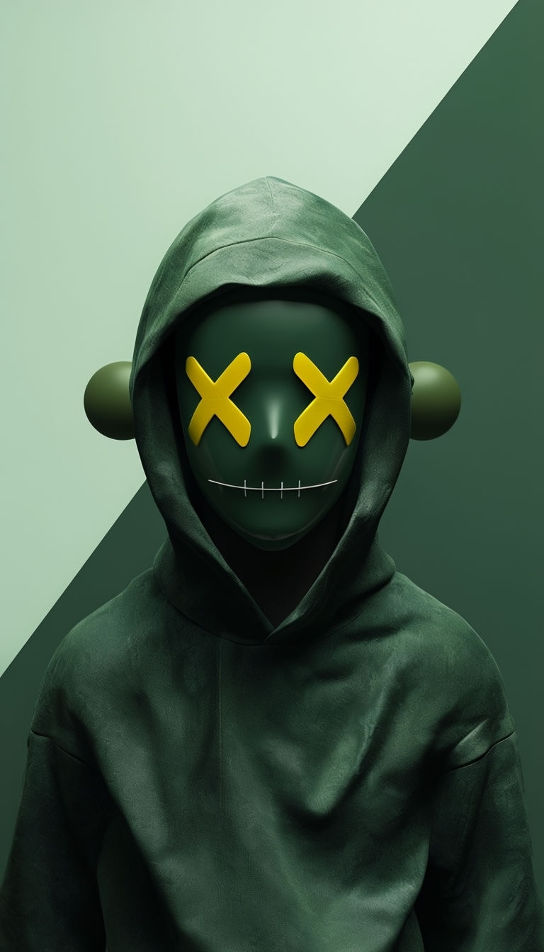 Modern Minimalist Hooded Figure with Abstract Background Mobile Wallpaper