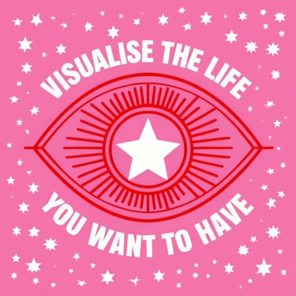 Vibrant Eye Symbol with Inspirational Text on Pink Background Poster
