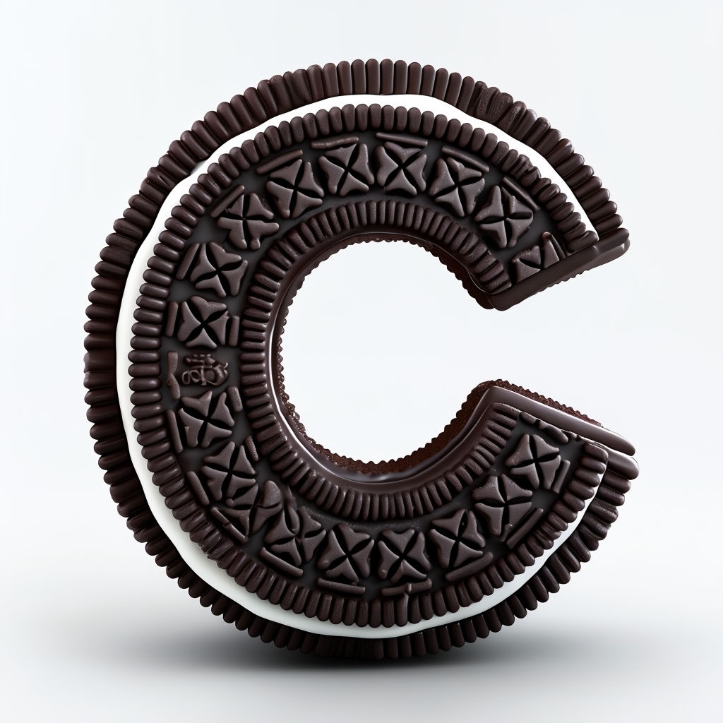 3D Dark Oreo Cookie Monogram Letter C Design Art - Playground