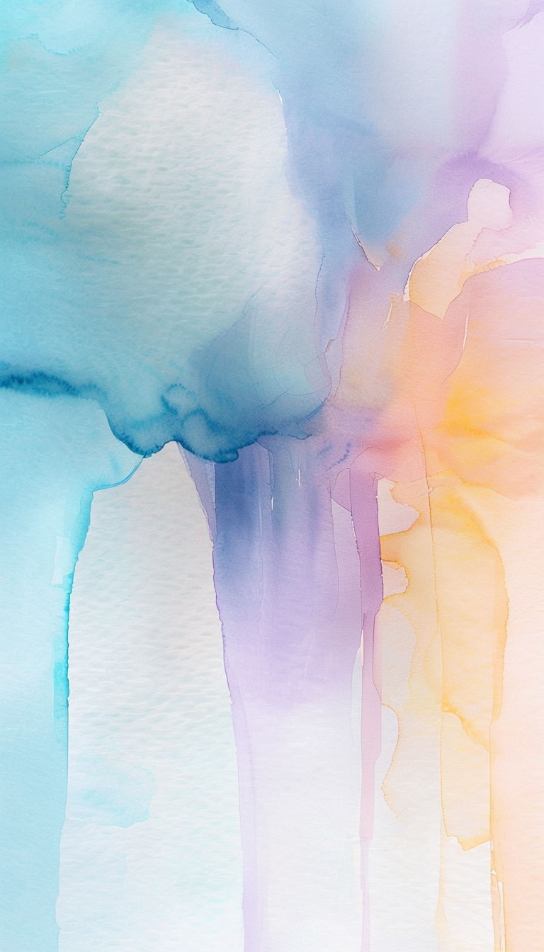 Serene Watercolor Blend of Sea and Sunset Colors Mobile Wallpaper