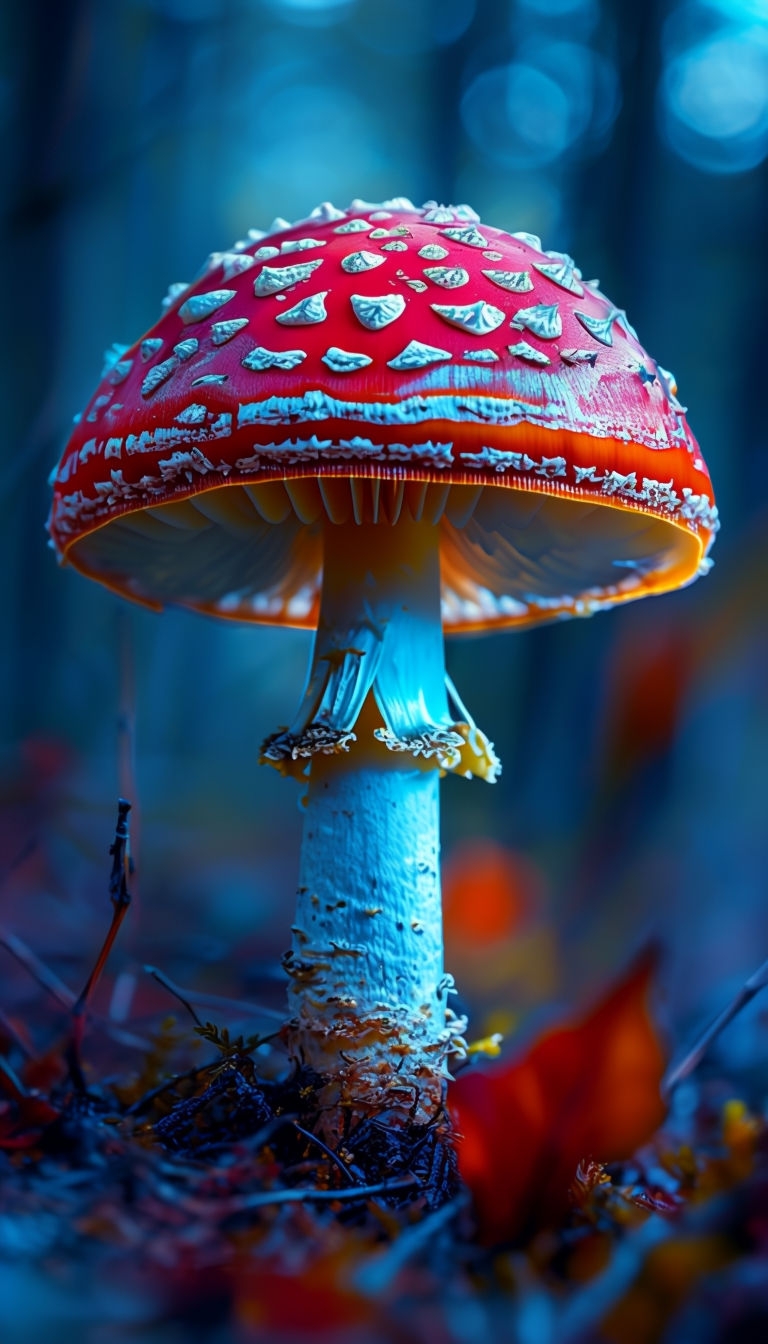 Stunning Amanita Muscaria Mushroom Close-Up Nature Photography Mobile Wallpaper