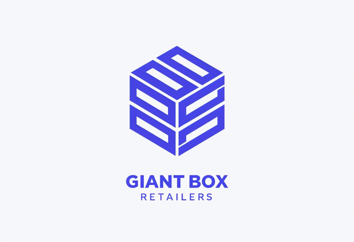Geometric Royal Blue Giant Box Retailers Logo Design