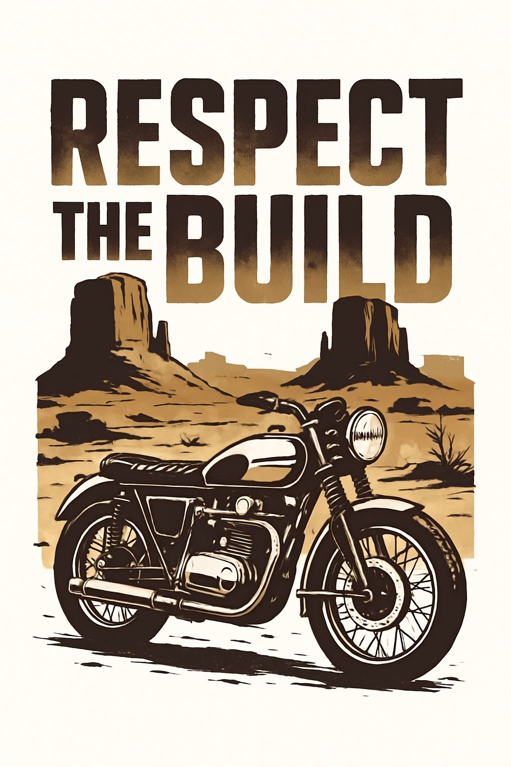 Vintage Motorcycle Respect The Build Graphic T-Shirt