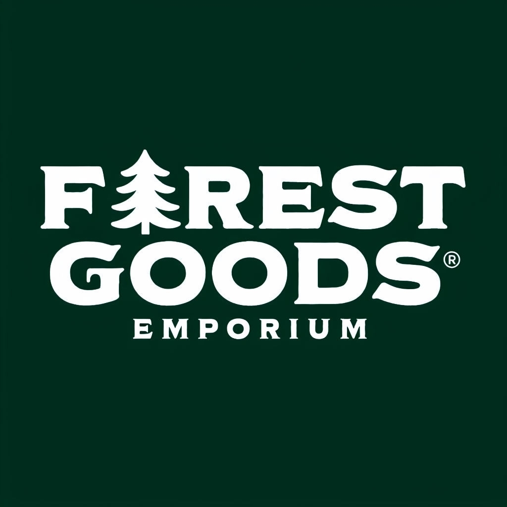 Stylish Forest Goods Logo Design for Outdoor Supply Store Logo