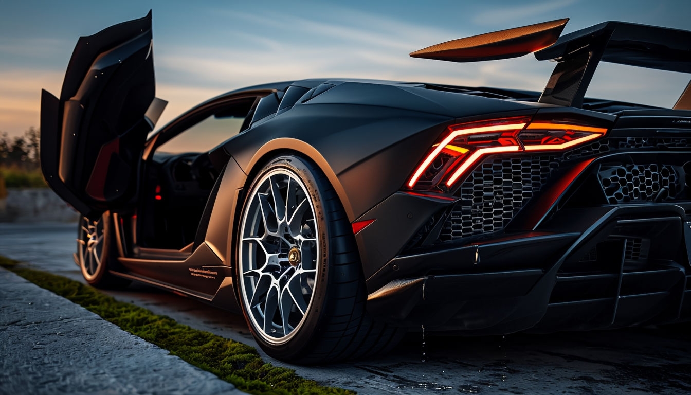 Sleek Matte Black Sports Car Dynamic Photograph Virtual Background