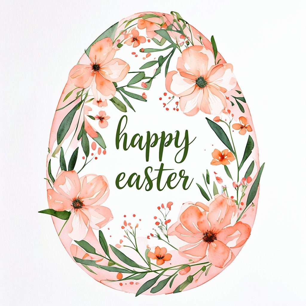 Floral Watercolor Easter Egg Design with Happy Easter Greeting Mug