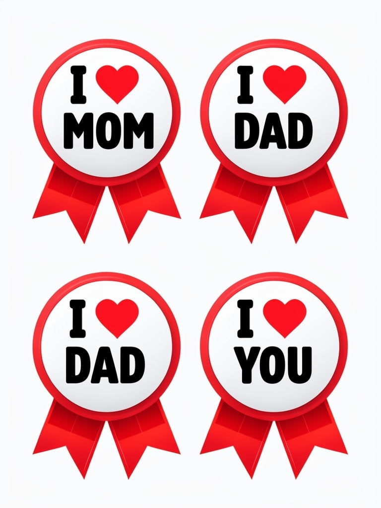Heartfelt Circular Badges for Mom, Dad, and You T-Shirt