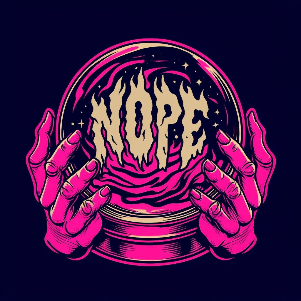 Sinister Neon Crystal Ball with Ominous Hands T-Shirt