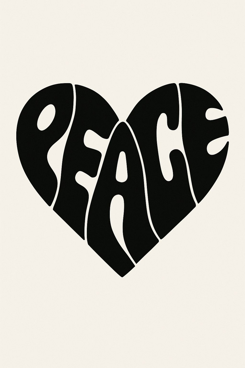 Minimalist Heart Peace Typography Design T-Shirt