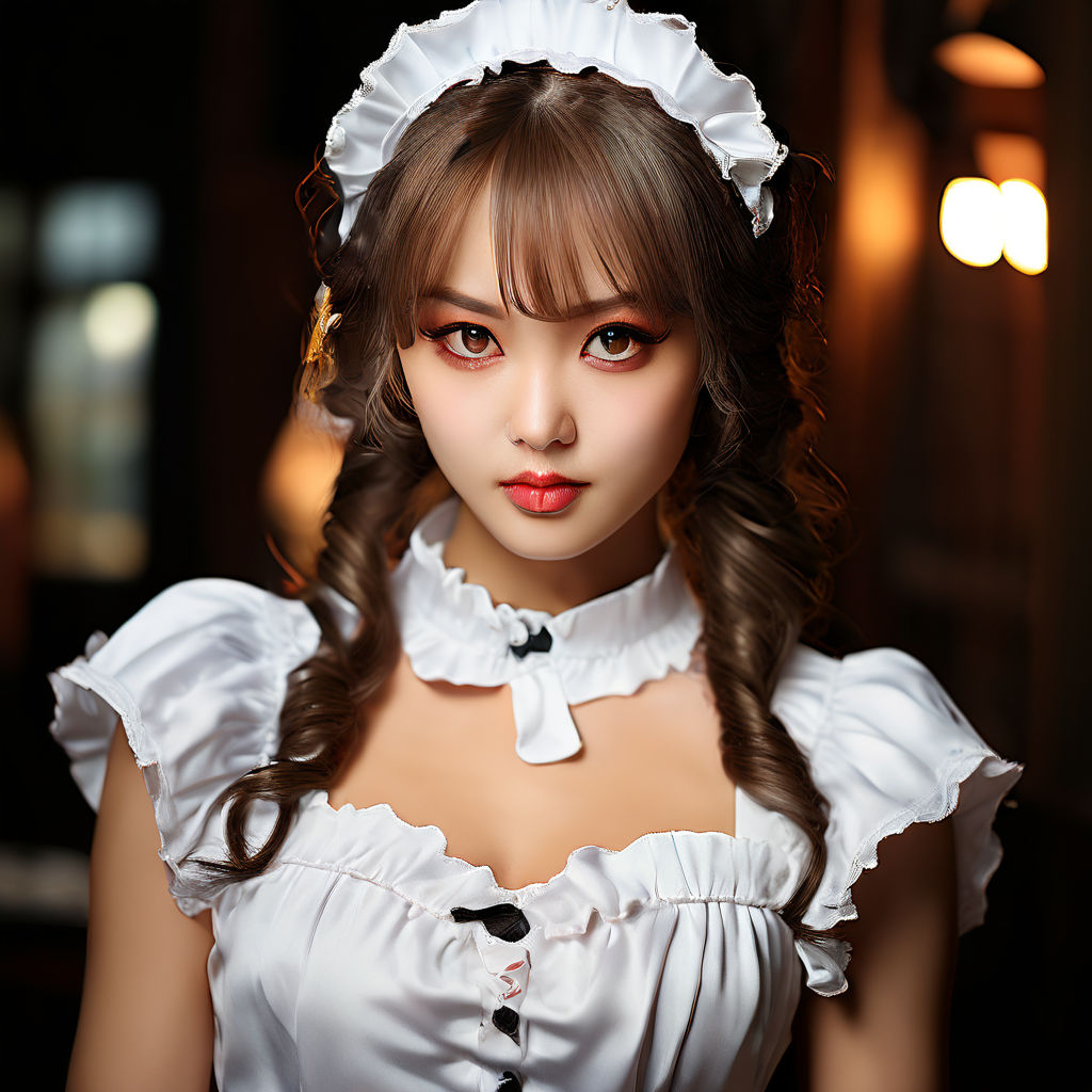 in a black maid outfit