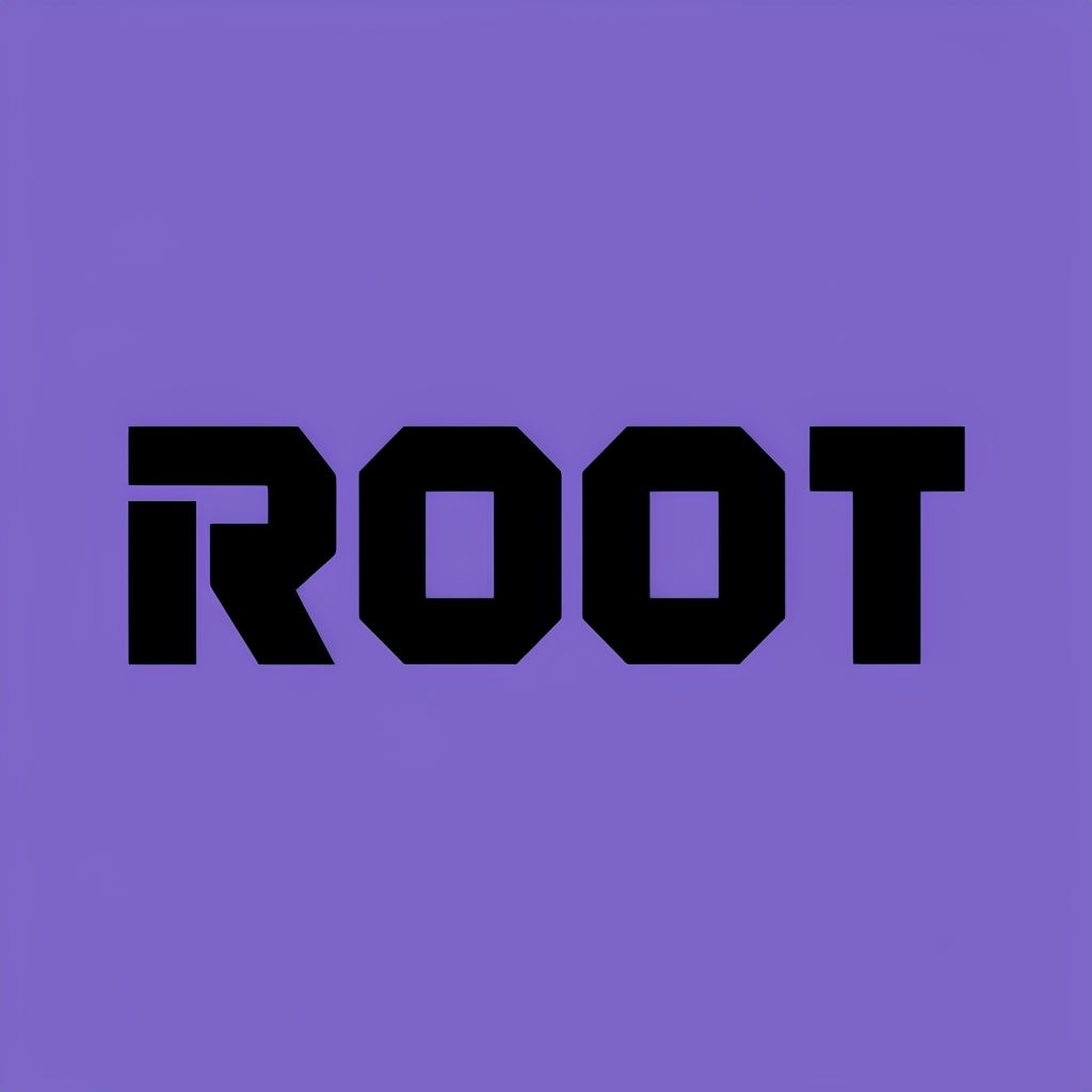 Bold Minimalist ROOT Logo on Lavender Background