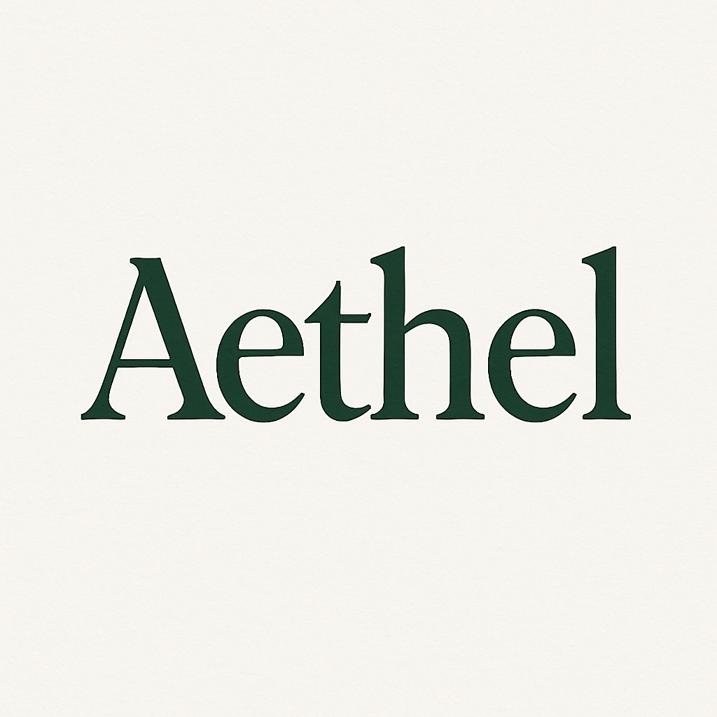 Elegant Aethel Serif Typeface Logo on Textured Background