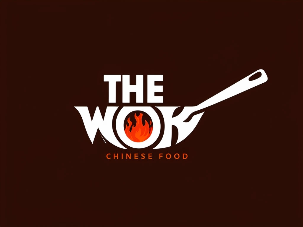 Minimalist Chinese Food Logo with Dynamic Wok Design