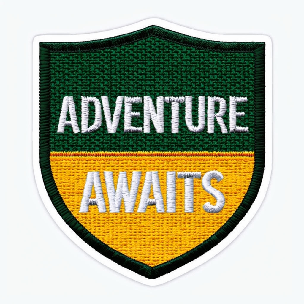 Adventure Awaits Embroidered Shield Patch for Hats
