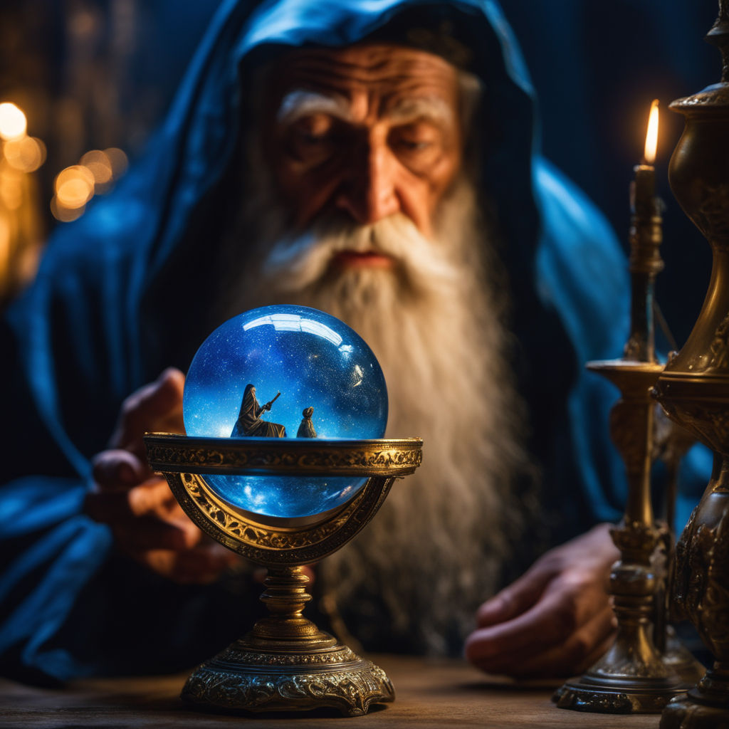 old man gazing into a crystal ball" - Playground