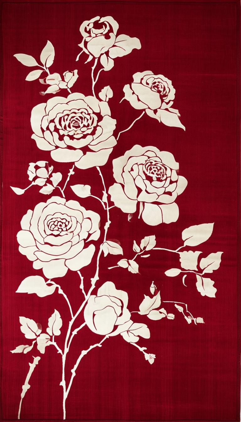 Elegant Crimson Red Rug with Ivory Floral Design Phone Case Cover