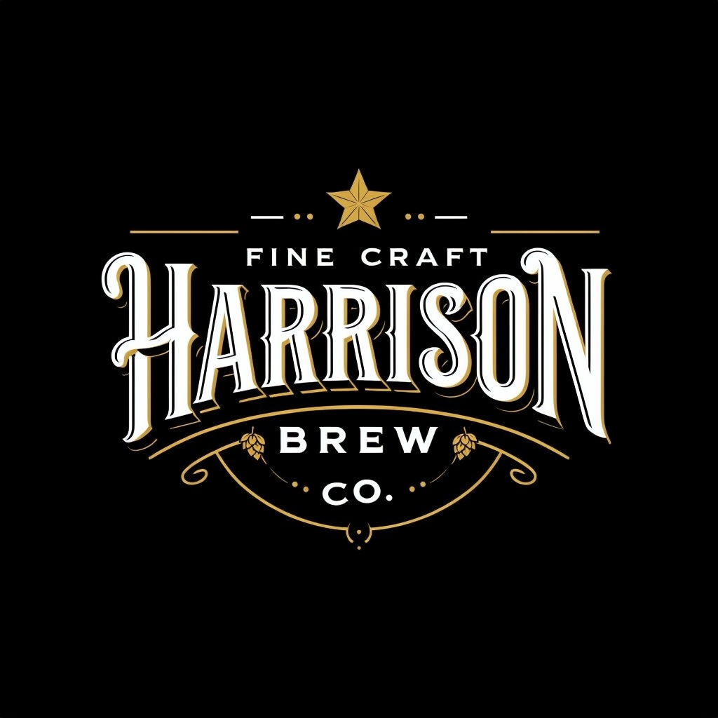 Elegant Modern Vintage Harrison Brew Co. Logo Design