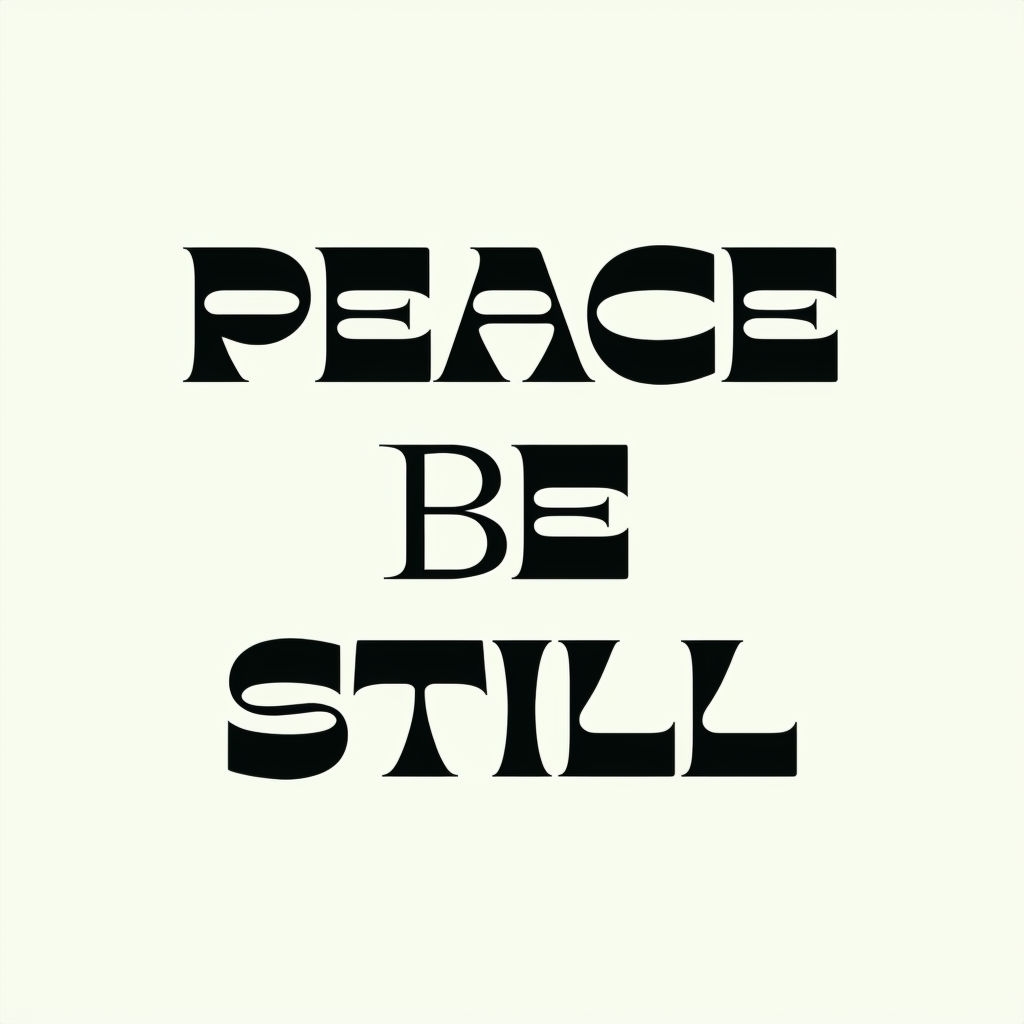 Minimalist PEACE BE STILL Typography Design T-Shirt