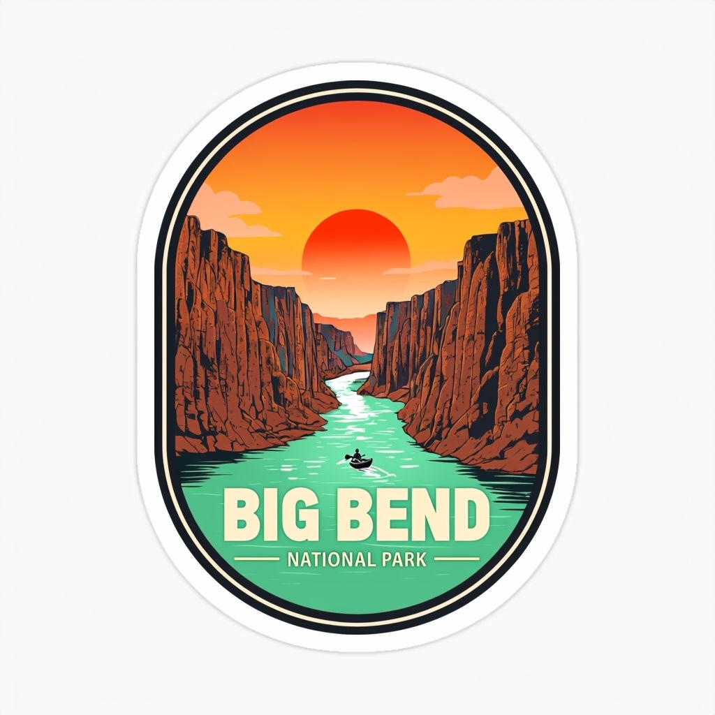 Vintage Big Bend National Park Sunset Landscape Sticker