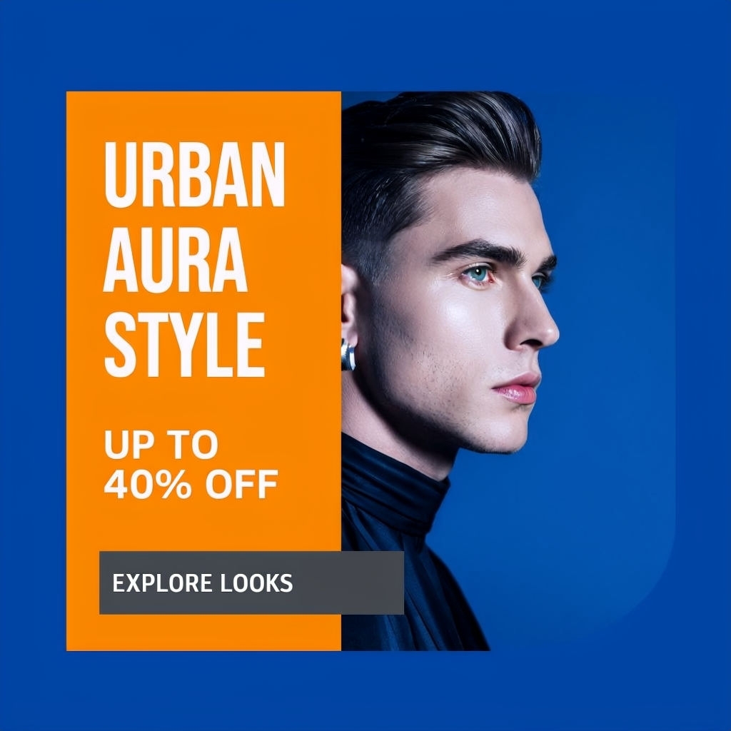 Urban Aura Stylish Ad Featuring Young Man's Profile Design Ads