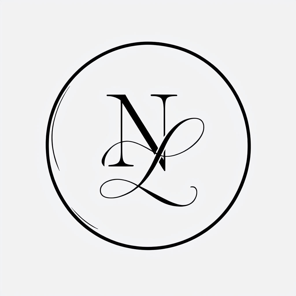 Elegant Black and White Intertwined NL Monogram Design Monogram