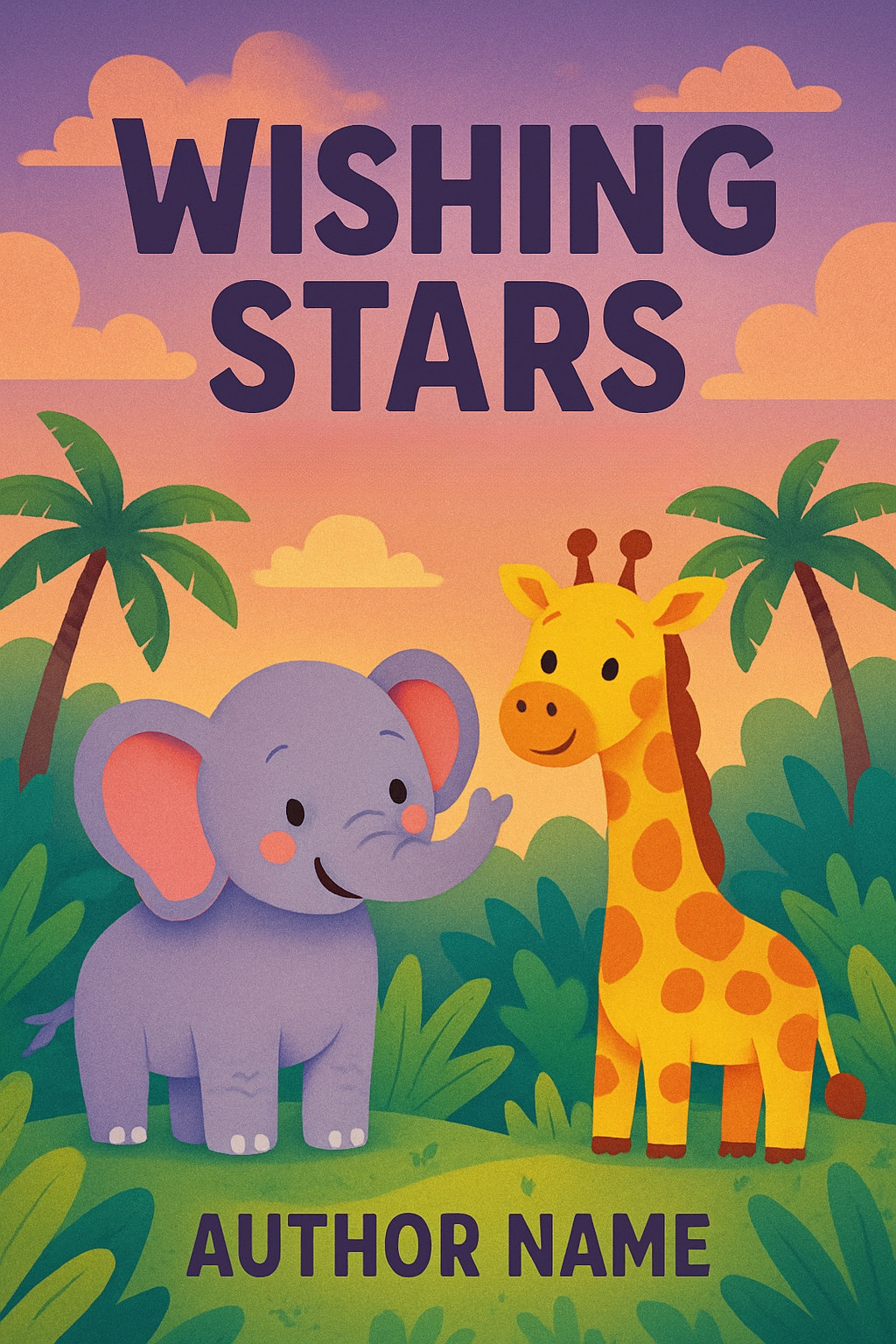 Whimsical Wishing Stars Cartoon Animal Book Cover Design EBook Cover