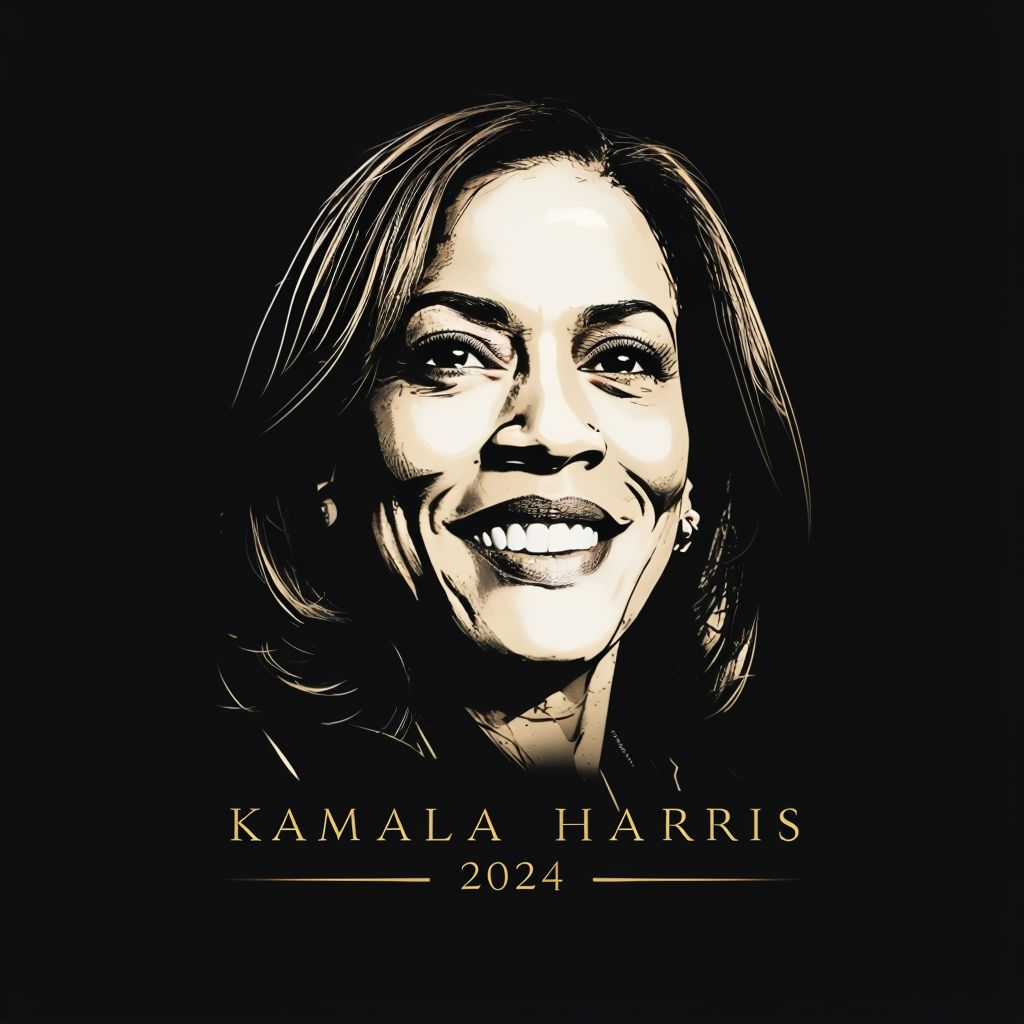 Minimalist Kamala Harris 2024 T-Shirt Design with Elegant Illustration