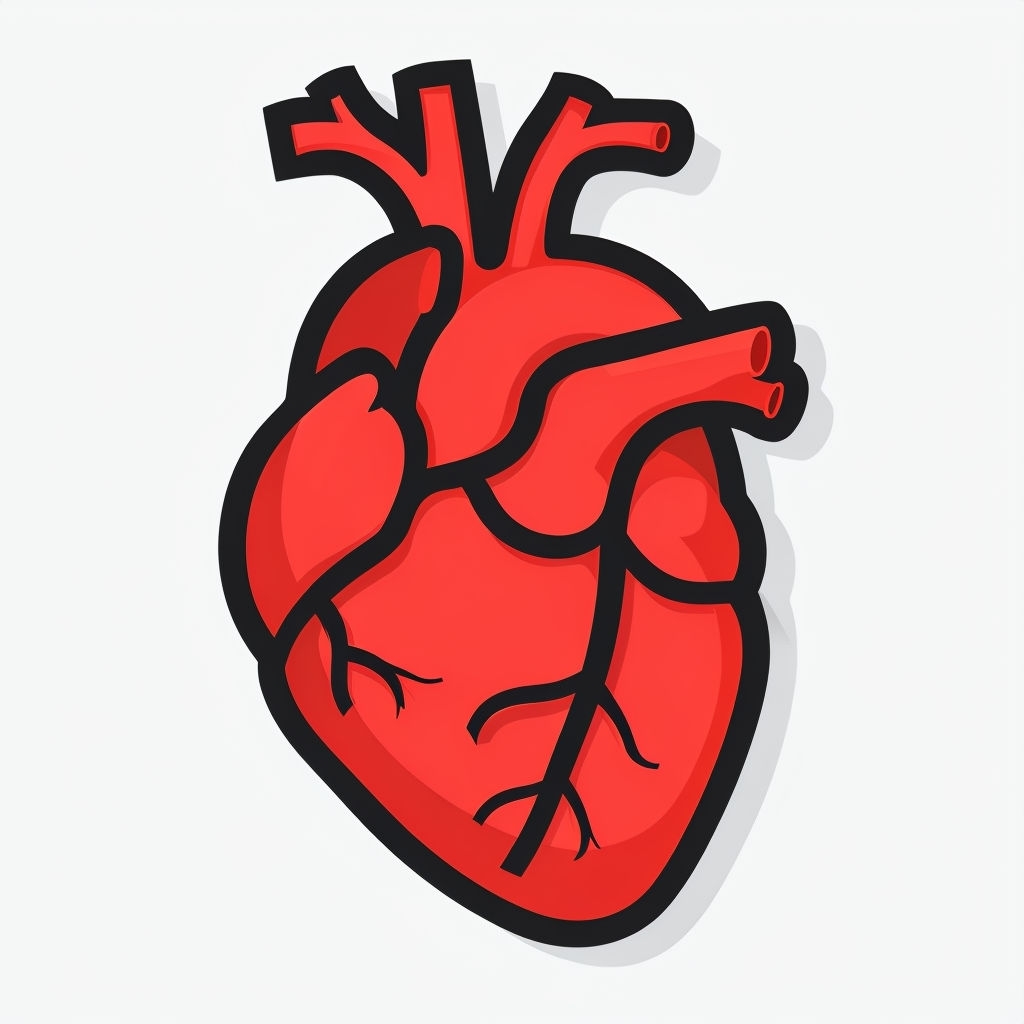 Bright Red Cartoon Human Heart Graphic Sticker