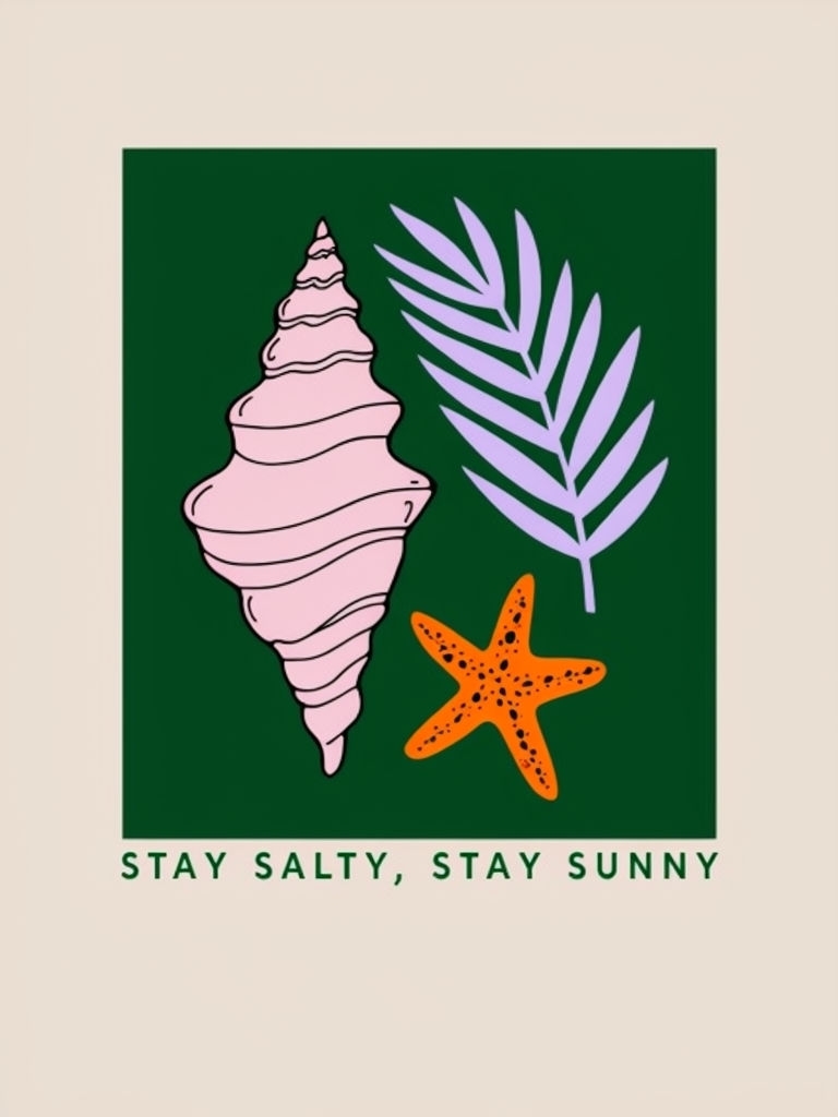 Tropical Minimalist Stay Salty Stay Sunny Motivational Poster