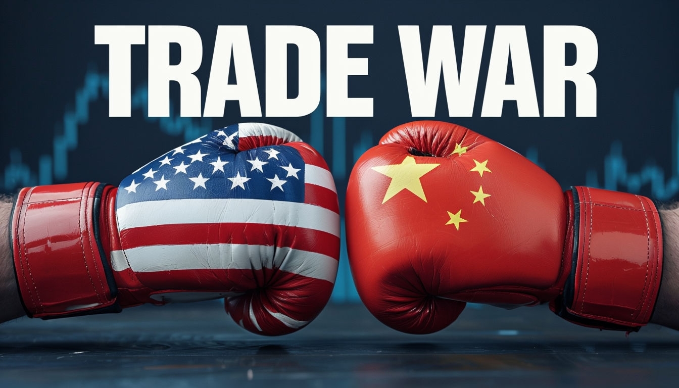 Boxing Gloves Collision Symbolizing US-China Trade War Social Media Post